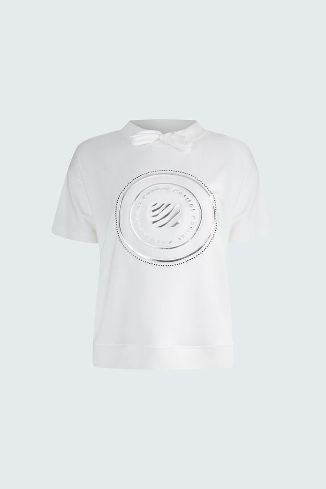 Белая футболка Frank Walder с металлизированным принтом