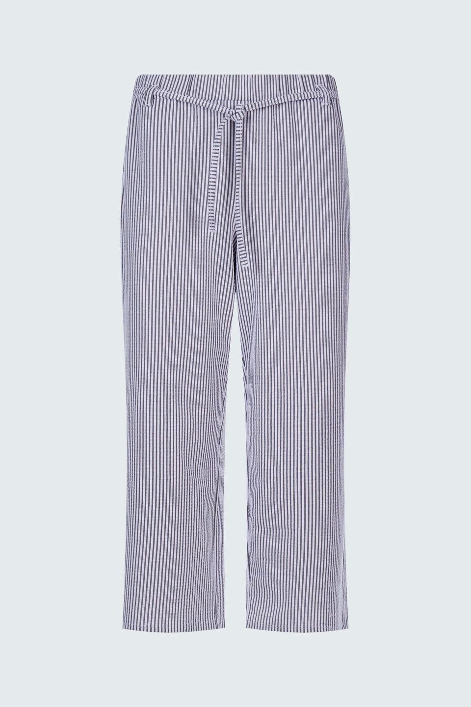 Брюки в полоску с поясом Rabe collection синего цвета