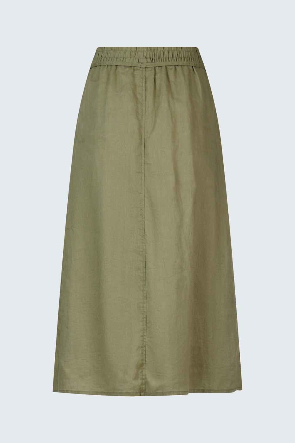 Оливковая юбка из льна с карманами Lebek
