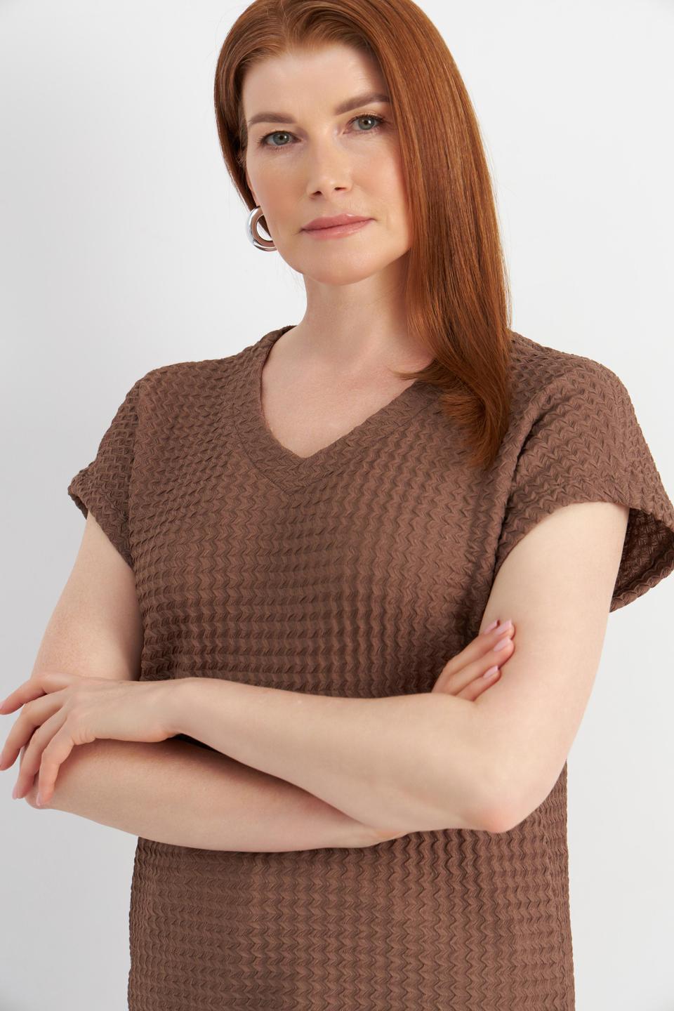 Коричневая блуза Bianca с V-образным вырезом