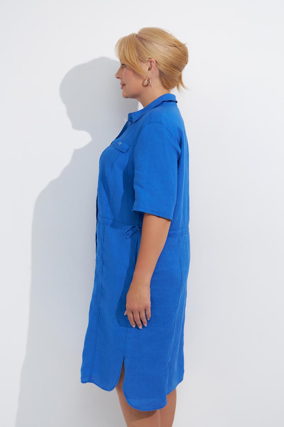 Синее платье-рубашка Lebek с завязками на талии