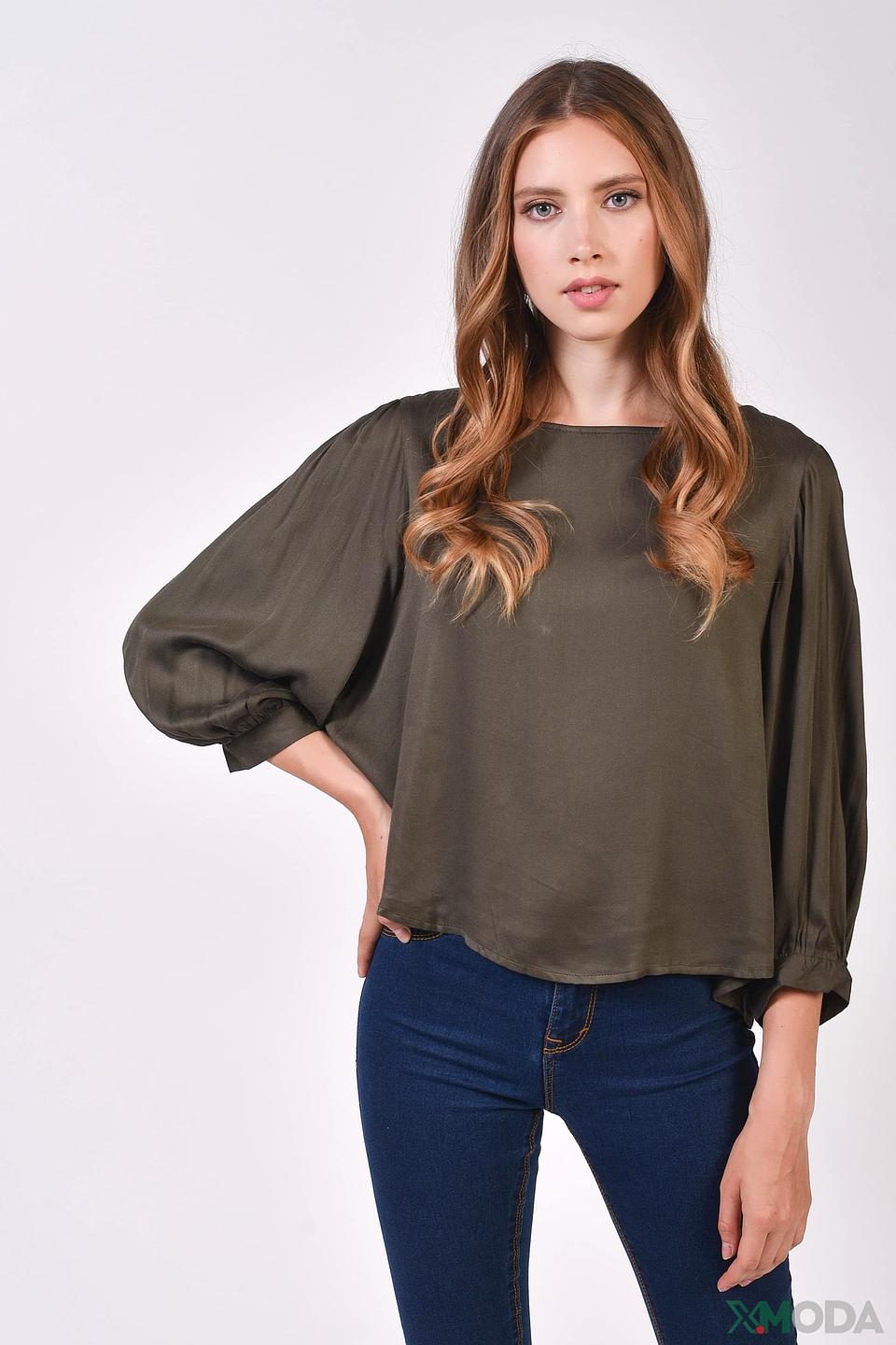 Блуза Alcott с объемными рукавами оливковая