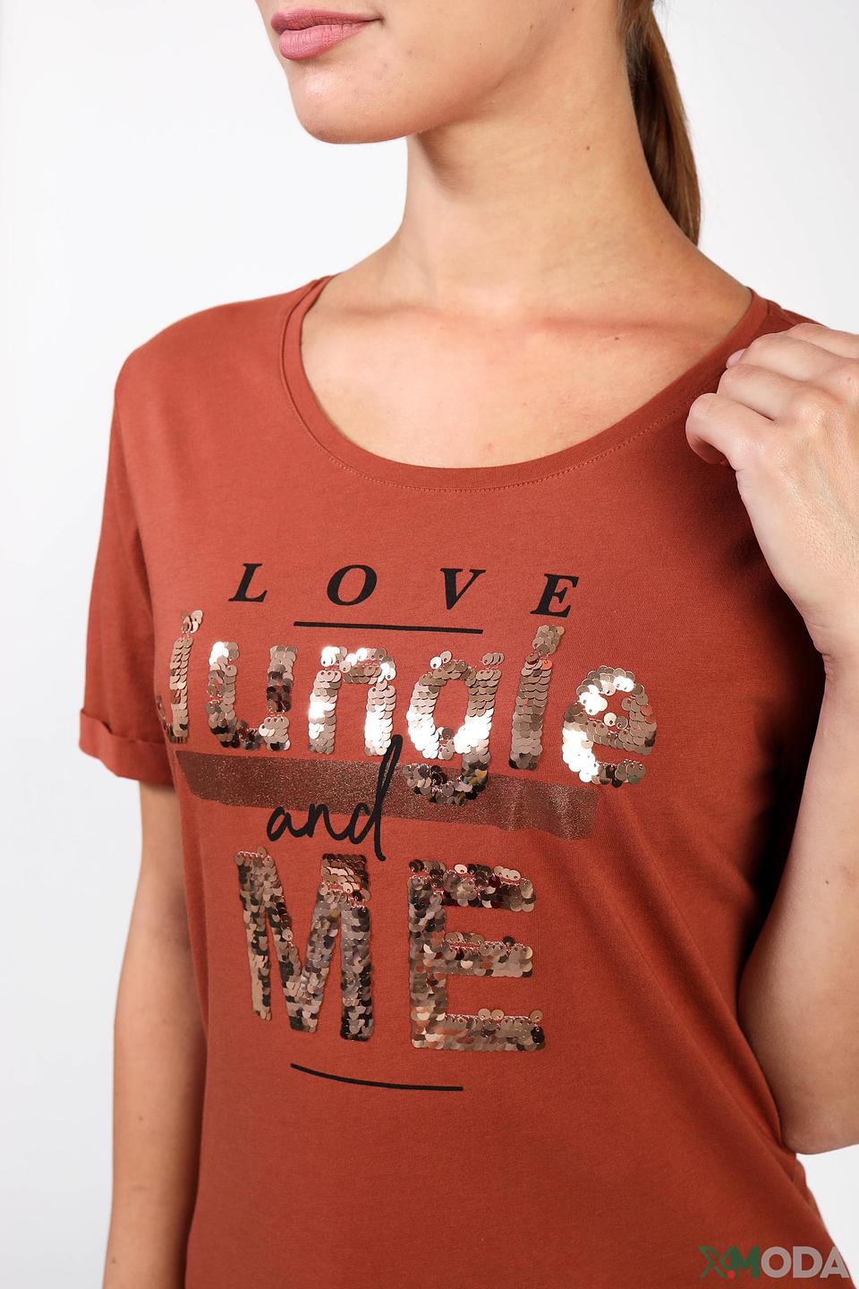 Футболка Via Appia с пайетками терракотовая