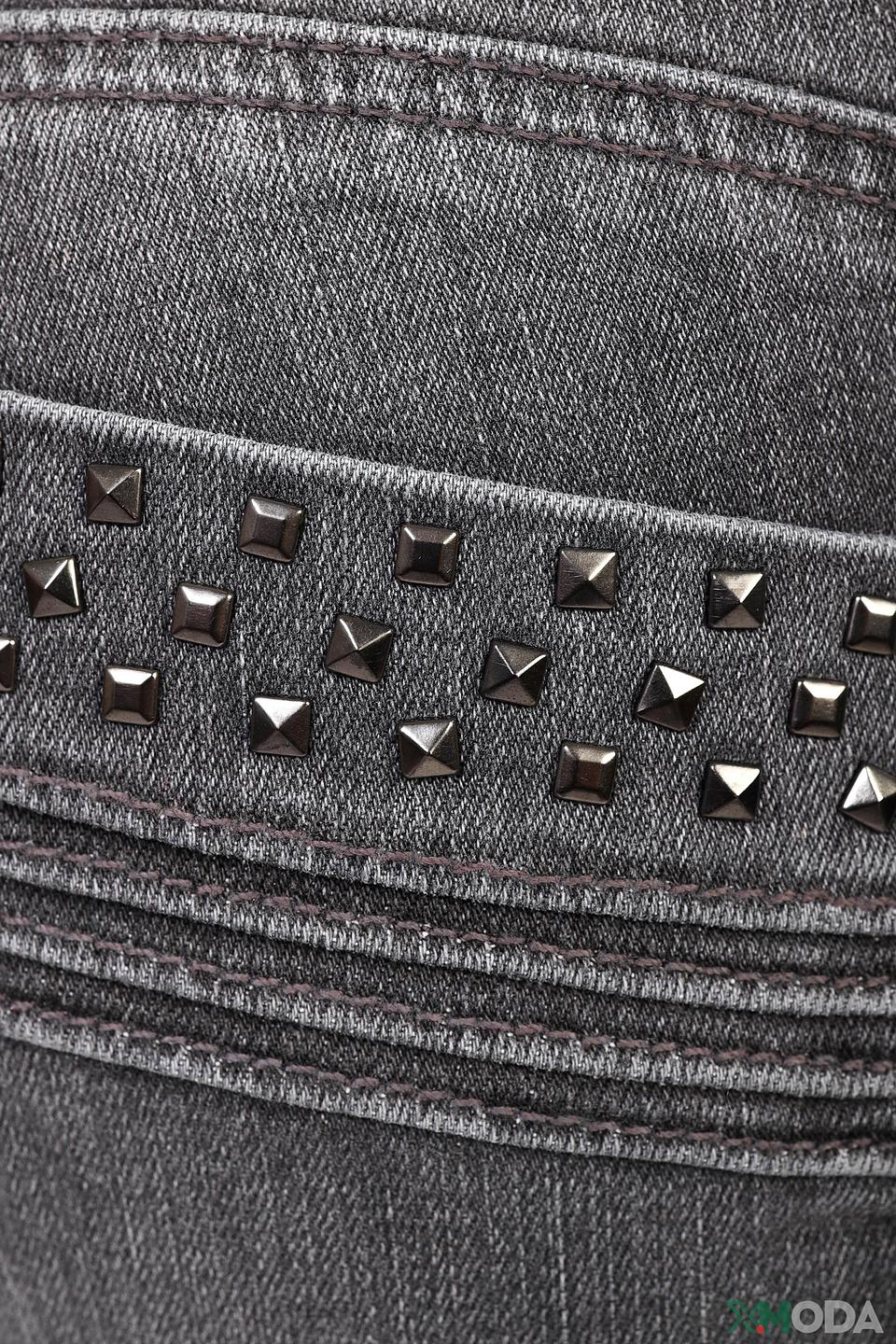 Джинсы Oui серые с декоративной отделкой