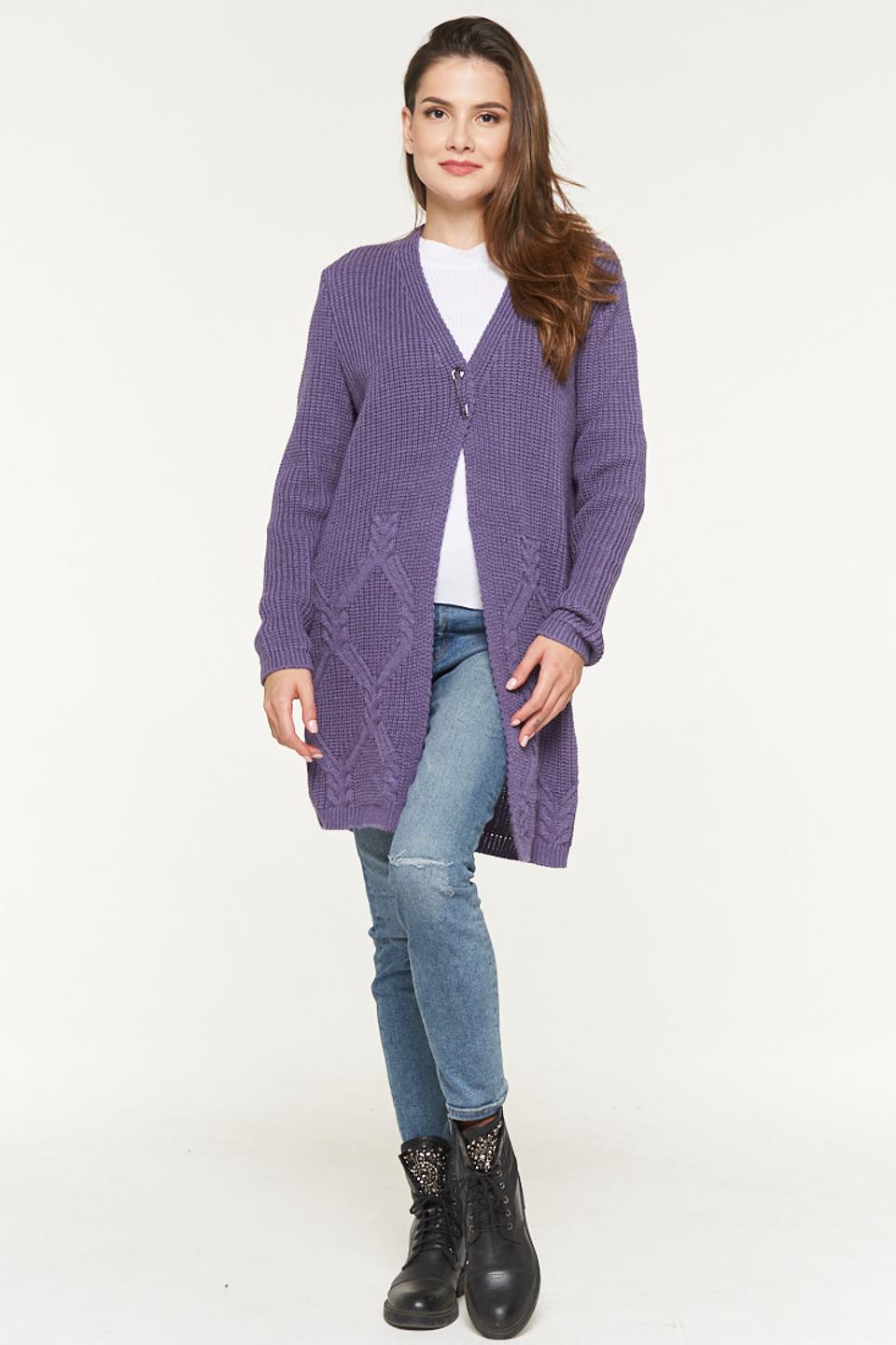 Кардиган VAY вязаный лиловый