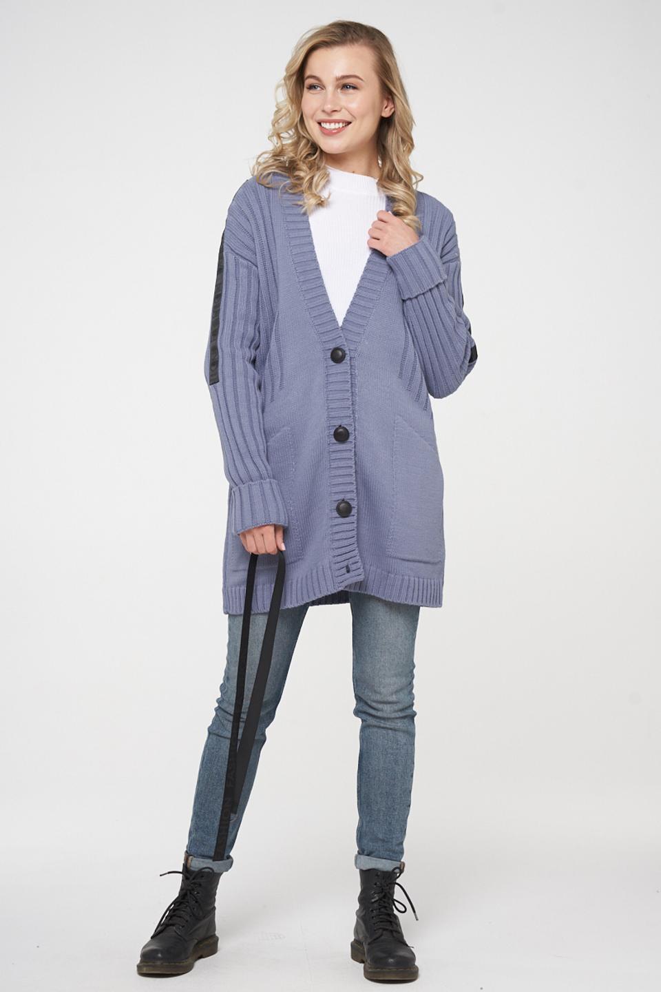 Кардиган VAY вязаный серый