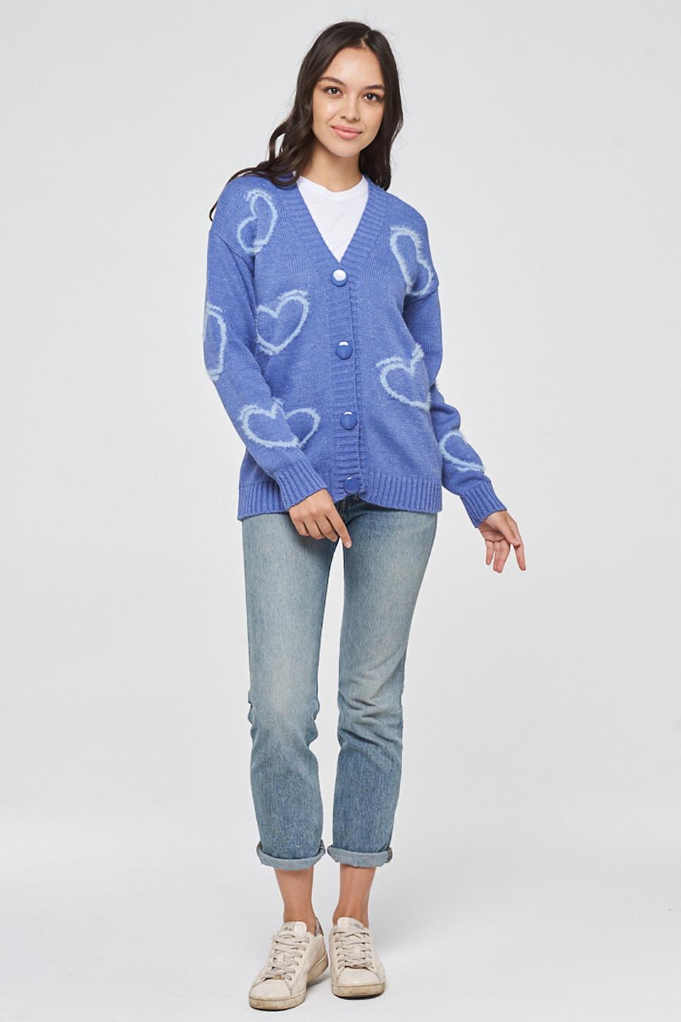 Кардиган BE YOU с сердечками голубой