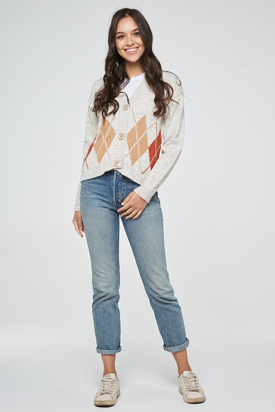 Кардиган BE YOU в ромб бежевый