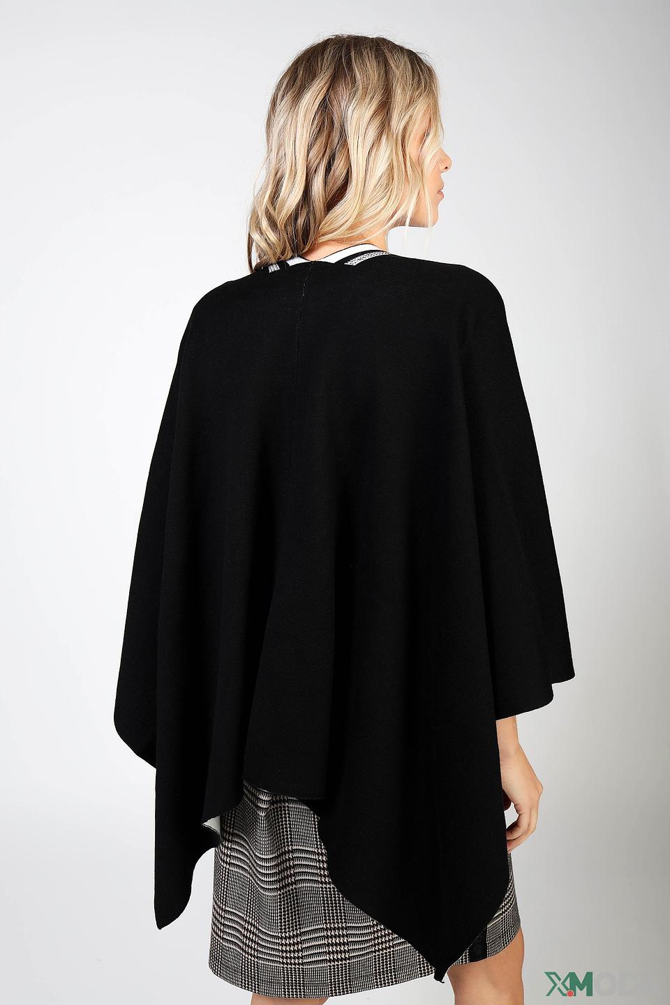 Пончо Lebek чёрный с отделкой