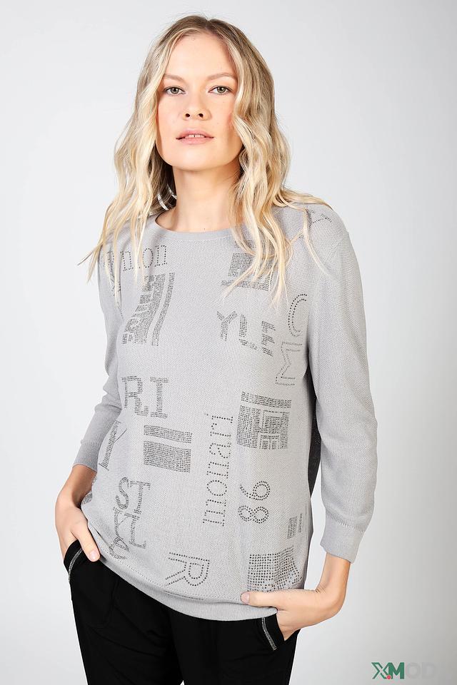 Пуловер Monari с кристаллами серый