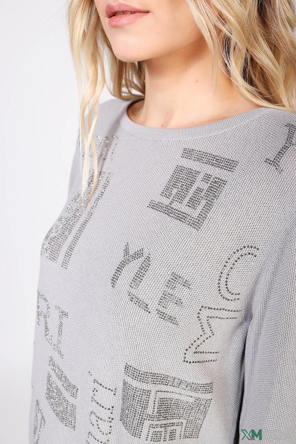 Пуловер Monari с кристаллами серый