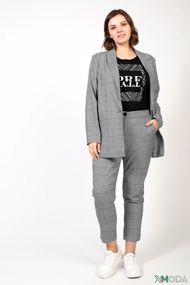 Брюки Frapp в клетку серые