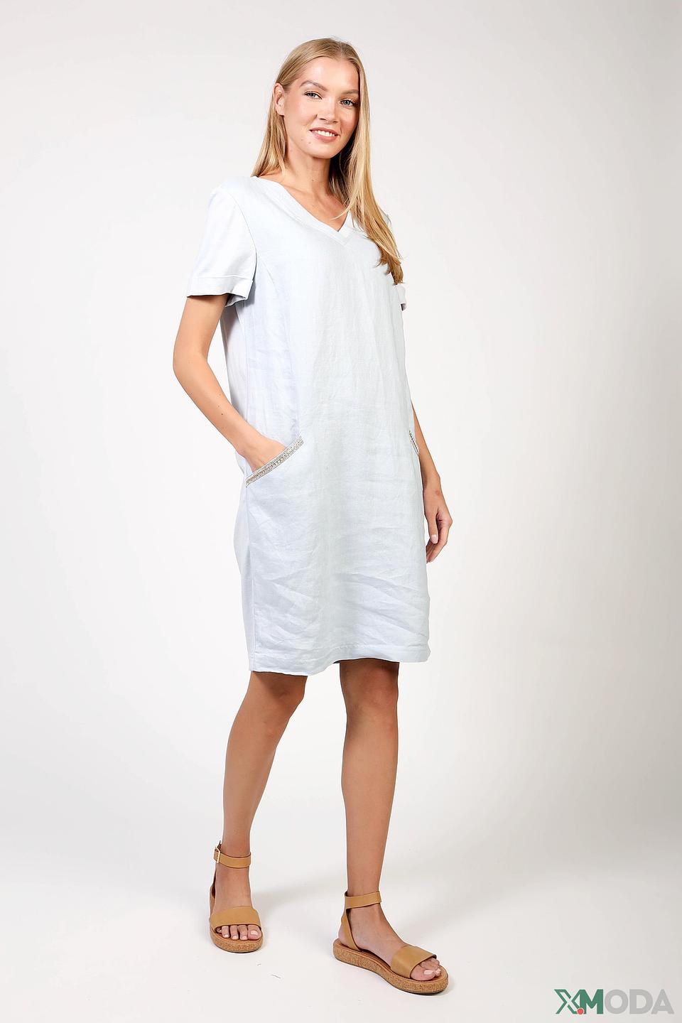 Платье Oui лен голубое