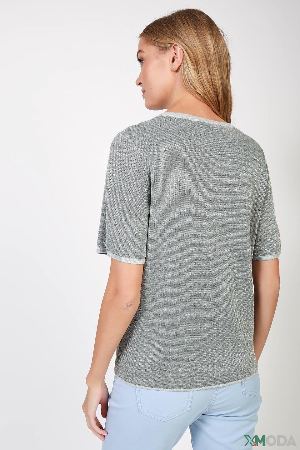 Пуловер Oui с принтом серый