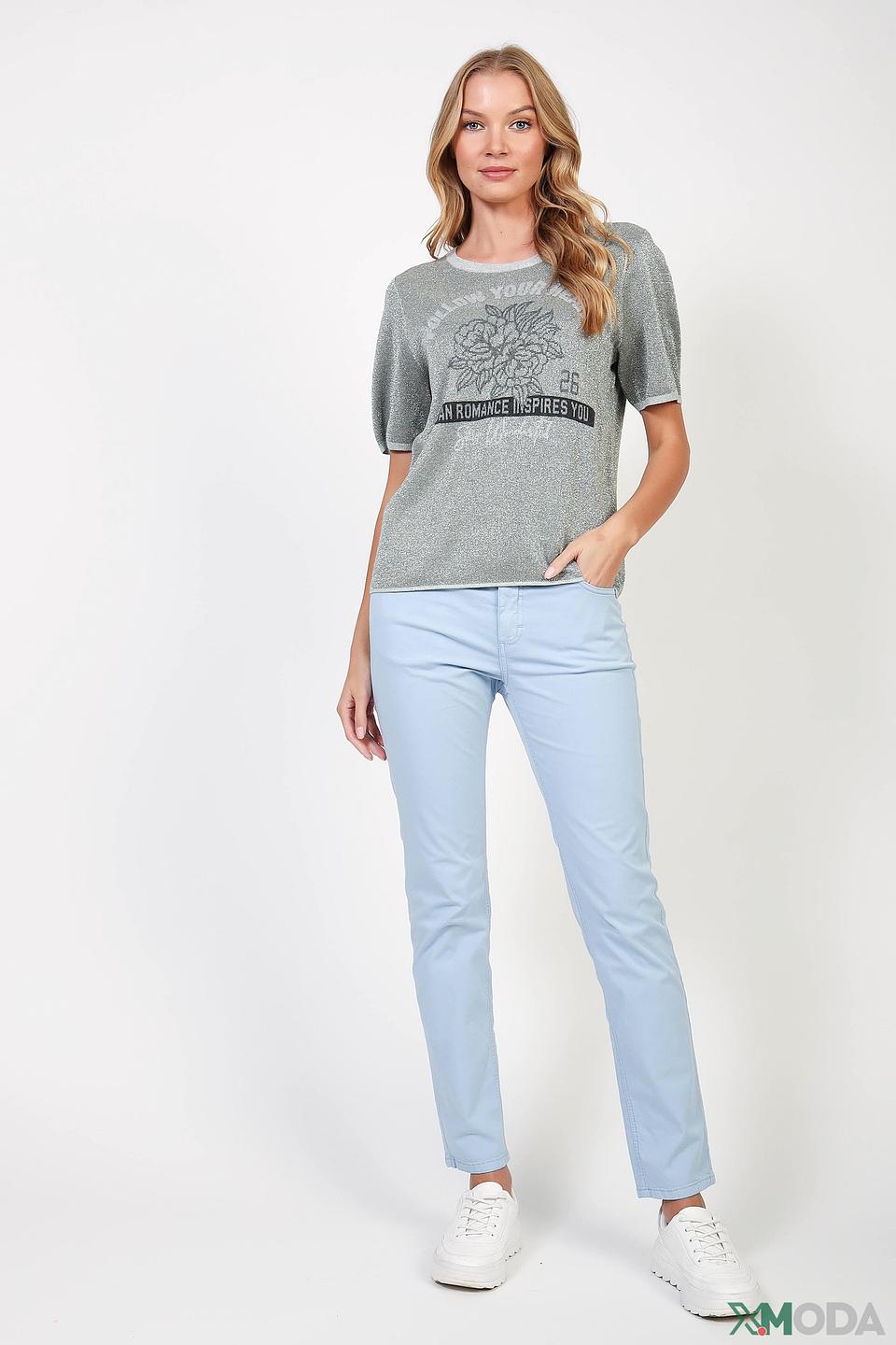 Пуловер Oui с принтом серый