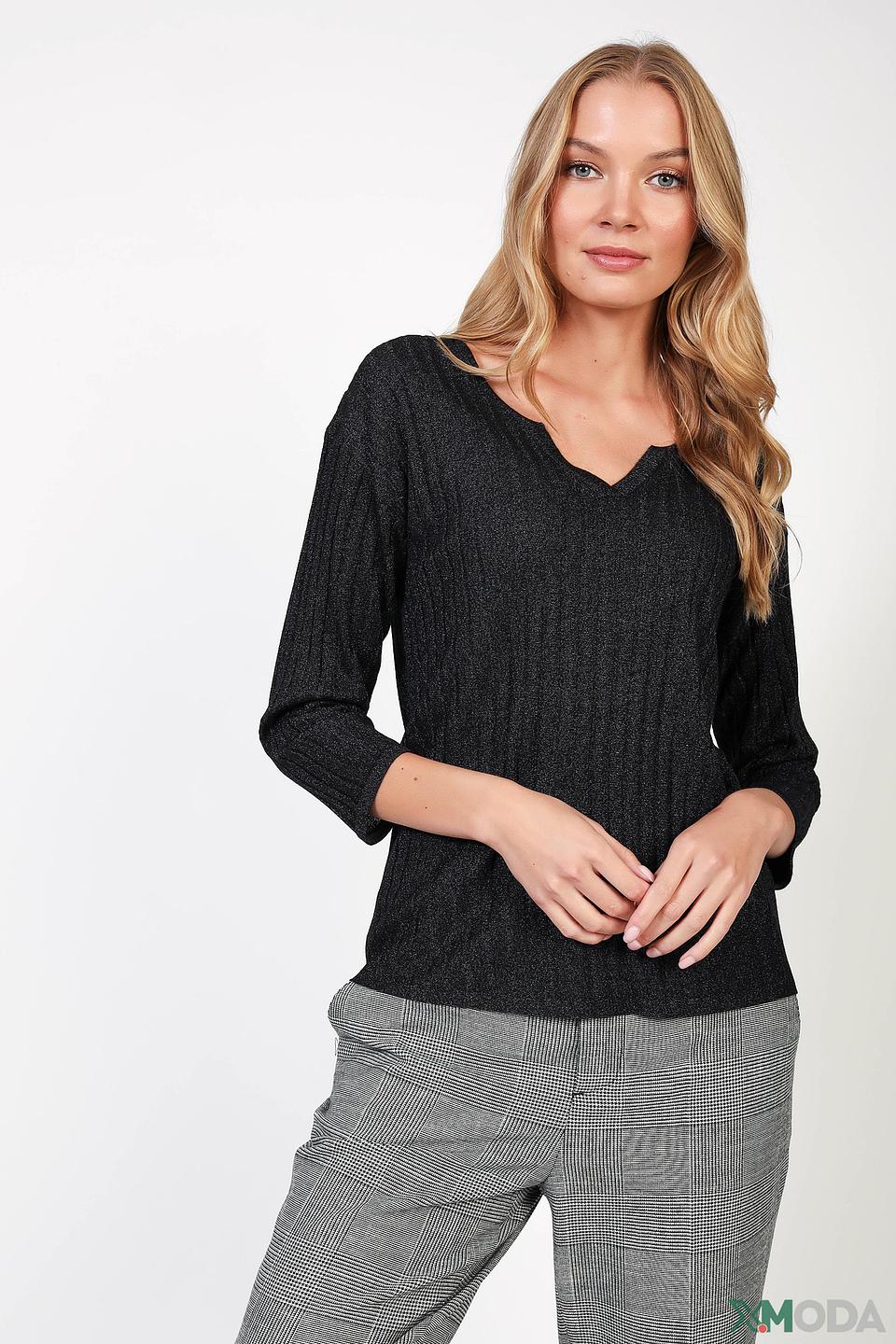 Пуловер Oui с V-образным вырезом, черный