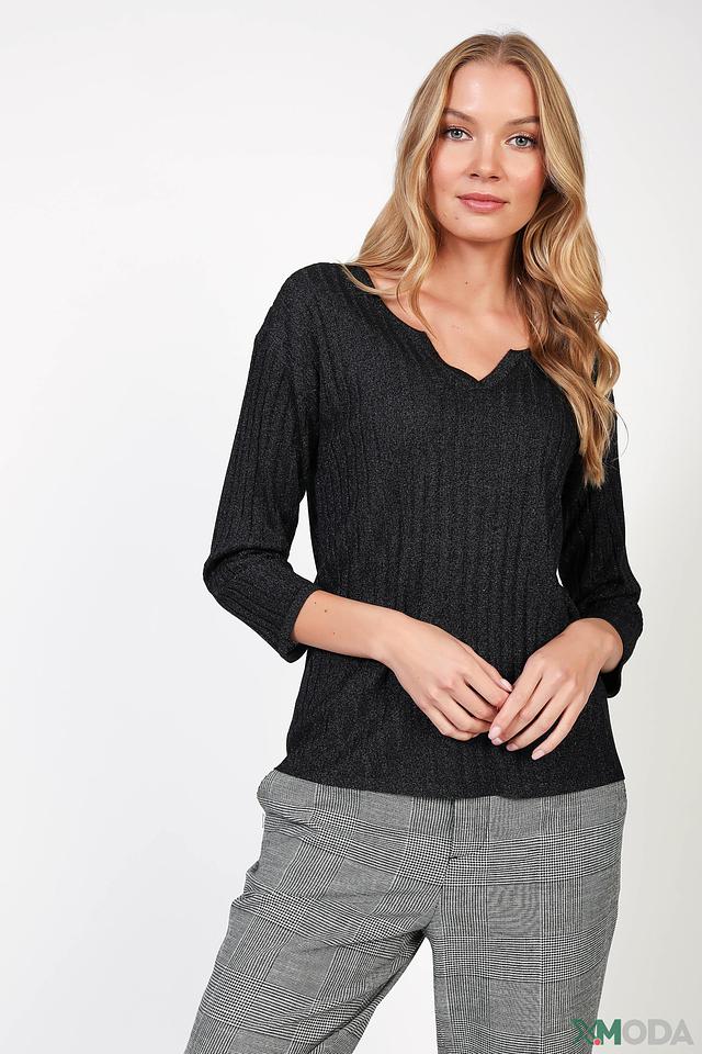 Пуловер Oui с V-образным вырезом, черный