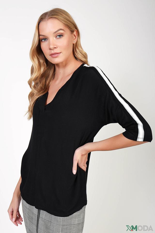 Блуза Oui с полосками чёрная