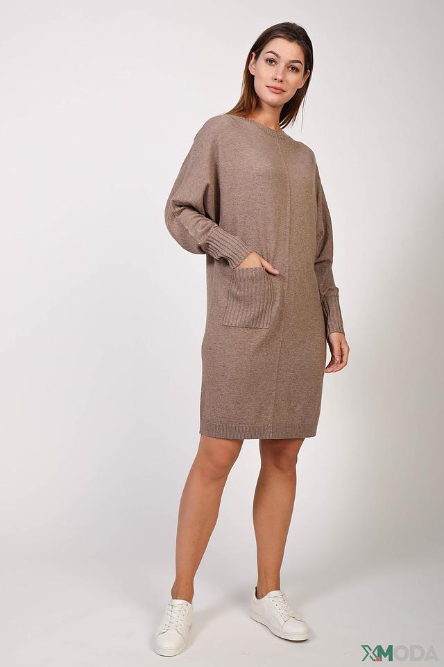 Платье Oui вязаное бежевое