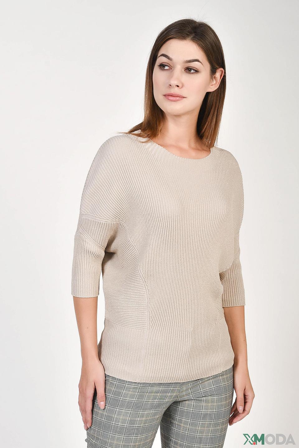 Пуловер Oui бежевый с рукавом 3/4