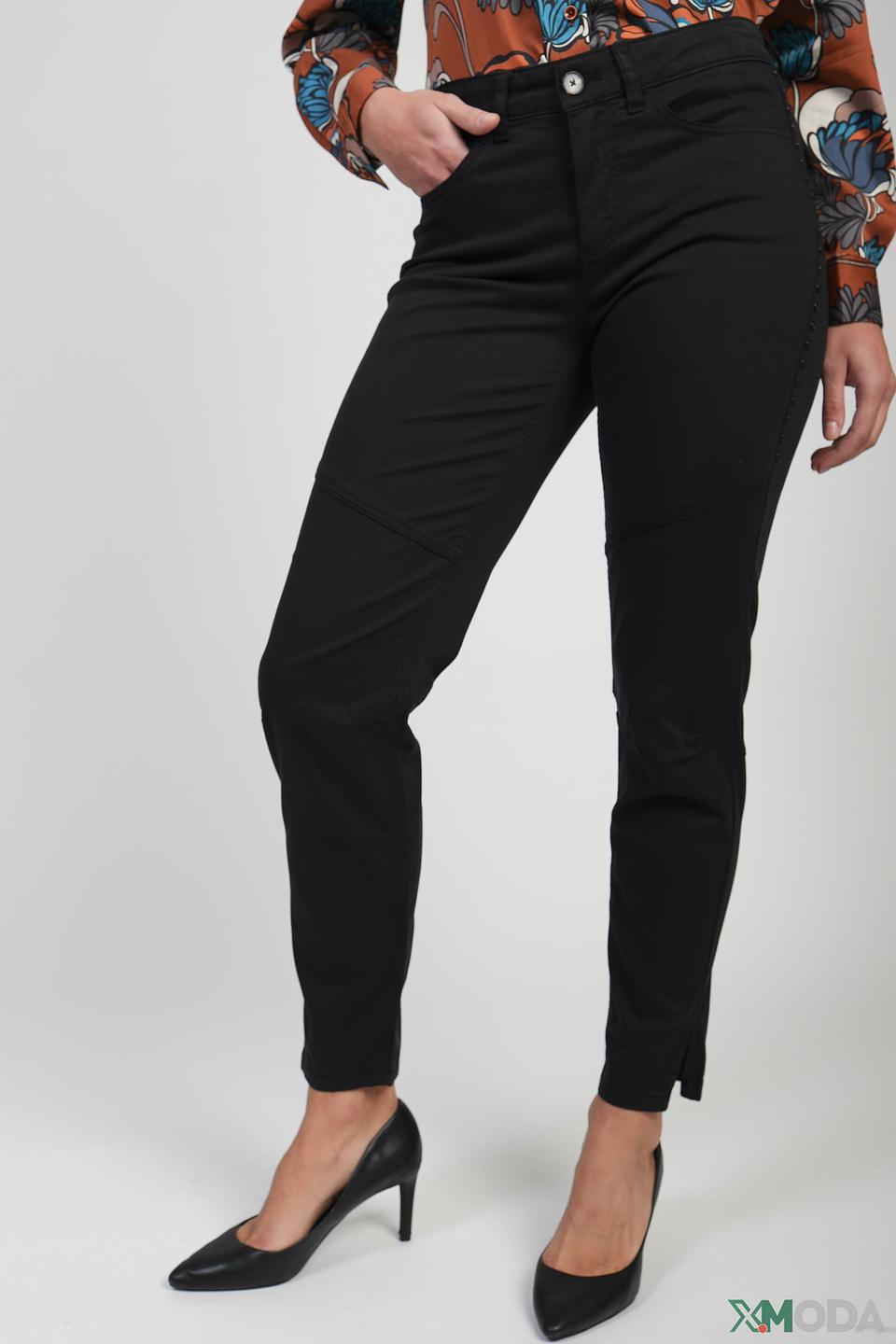 Джинсы Oui с декоративной шлевкой чёрные