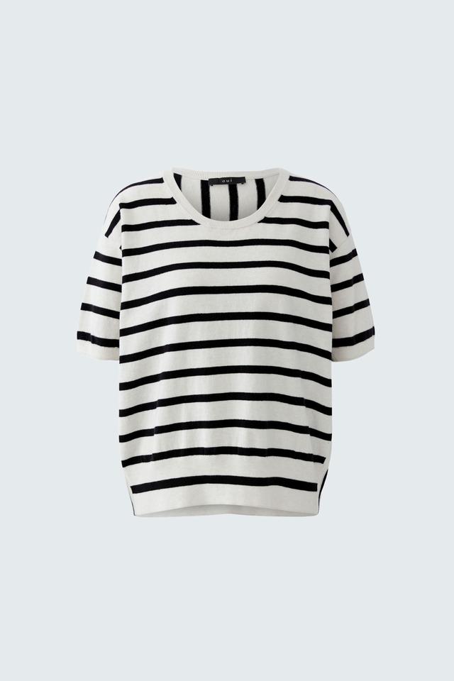 Пуловер Oui в полоску бежево-чёрный