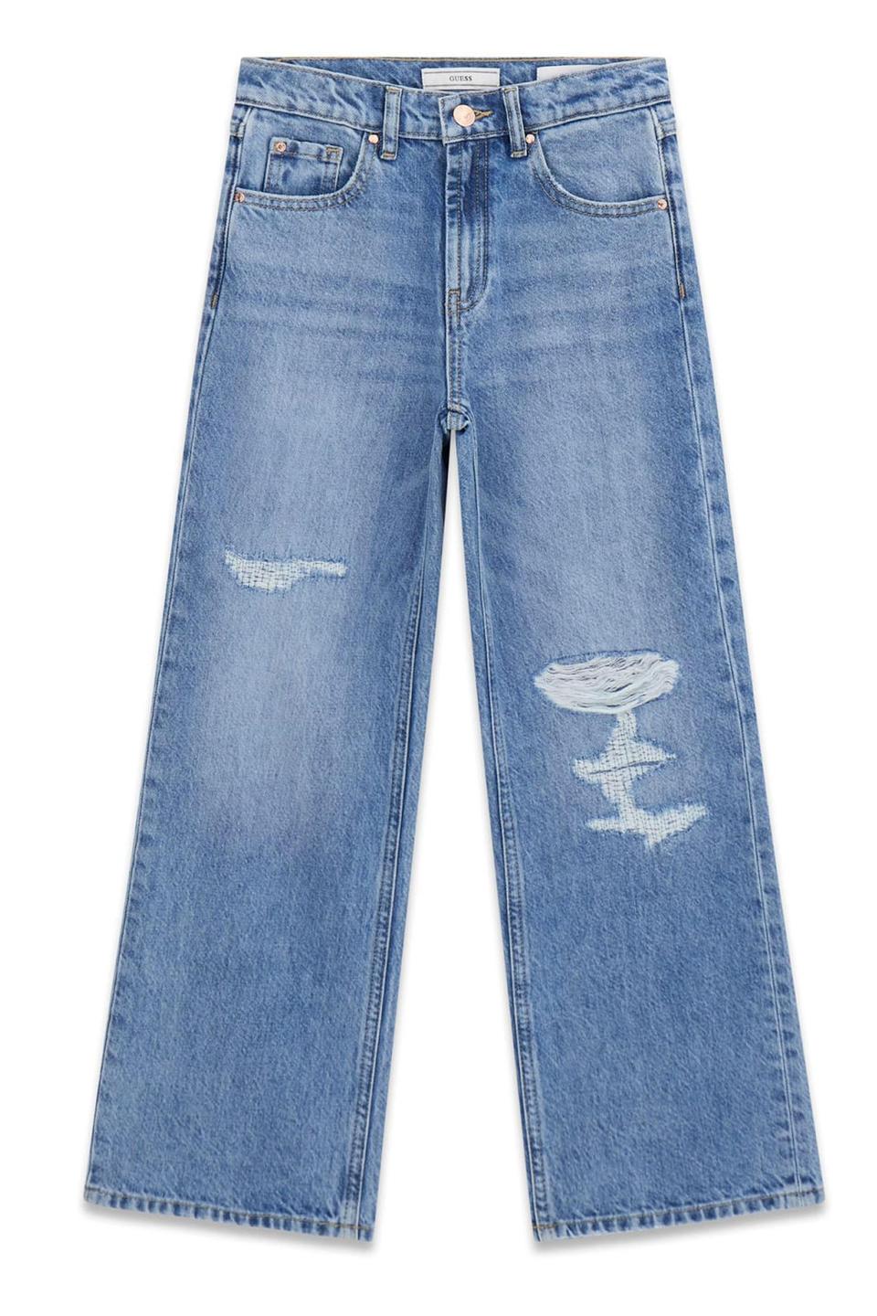 Голубые джинсы Guess с рваными деталями