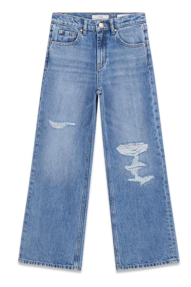 Голубые джинсы Guess с рваными деталями