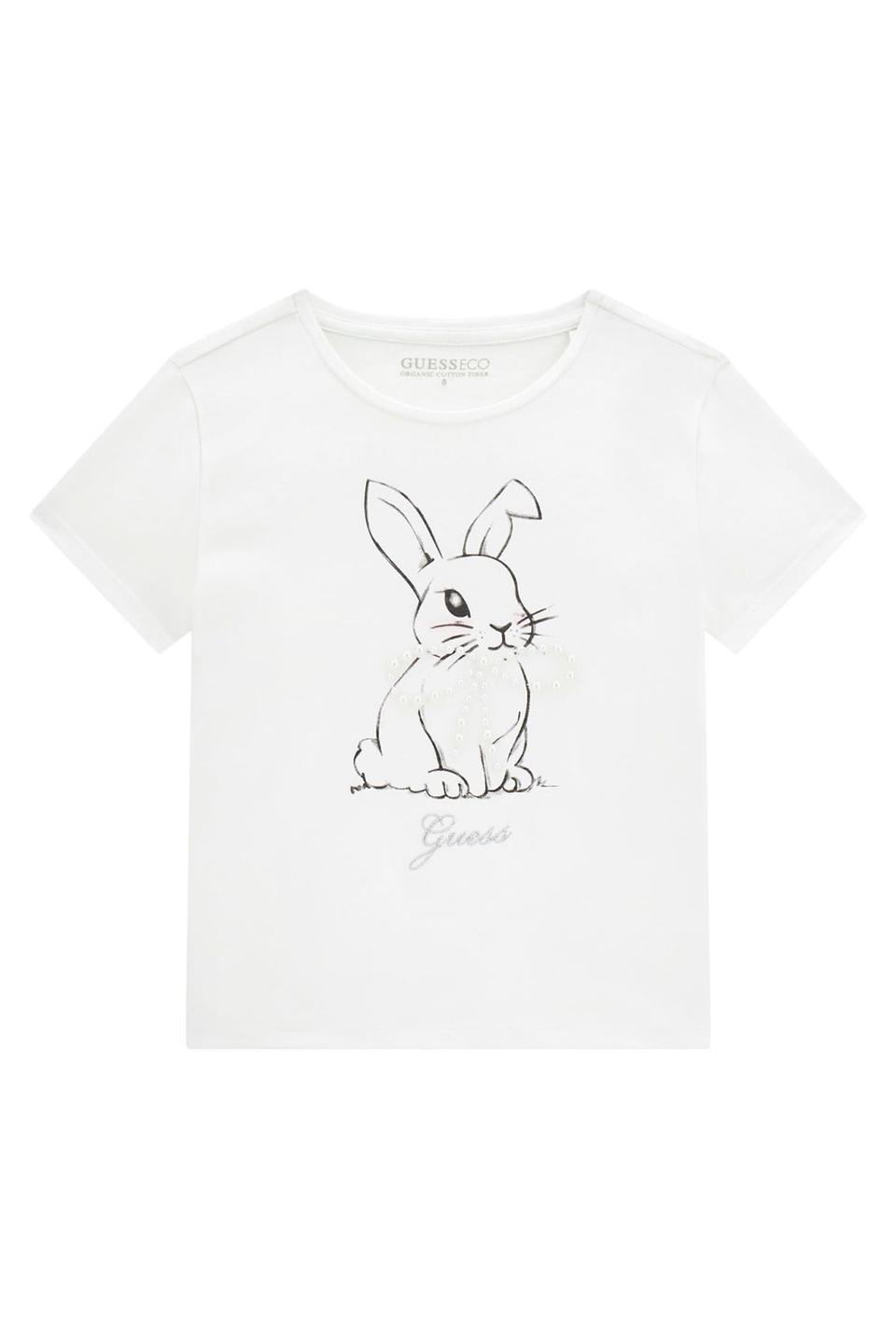 Белая футболка Guess с принтом кролика
