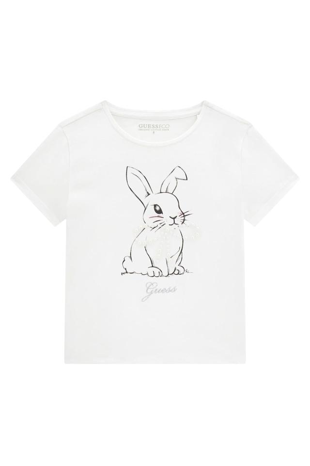 Белая футболка Guess с принтом кролика