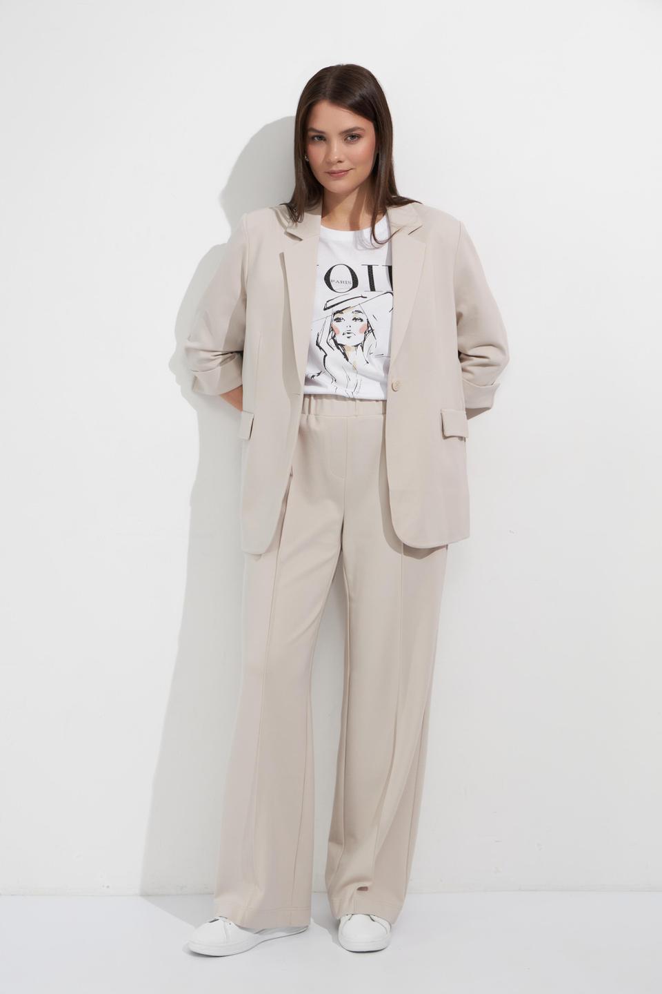 Бежевые брюки Catnoir с декоративными швами
