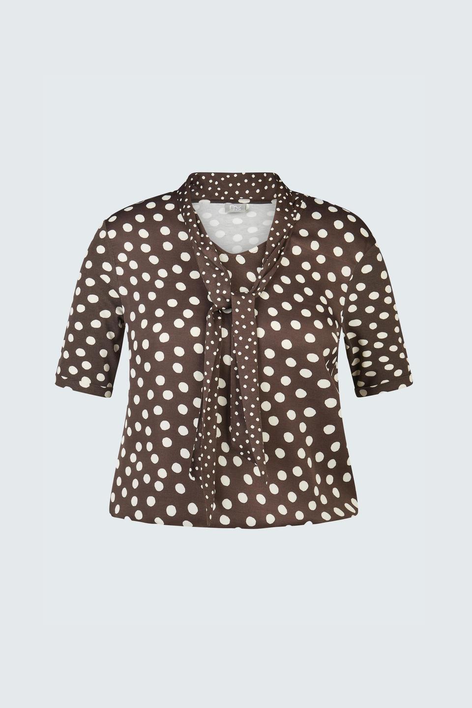 Коричневая футболка в горох с бантом Rabe collection