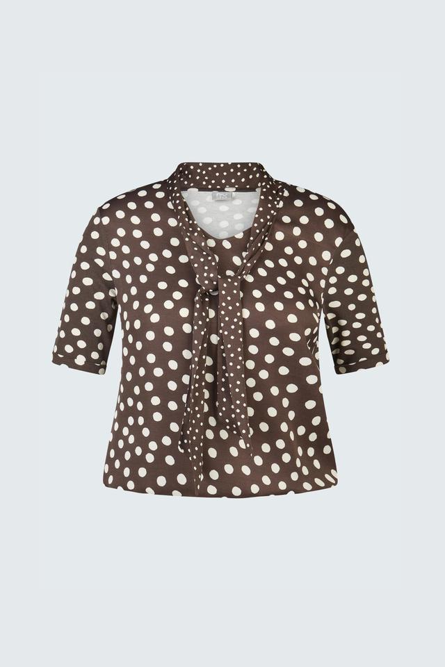 Коричневая футболка в горох с бантом Rabe collection