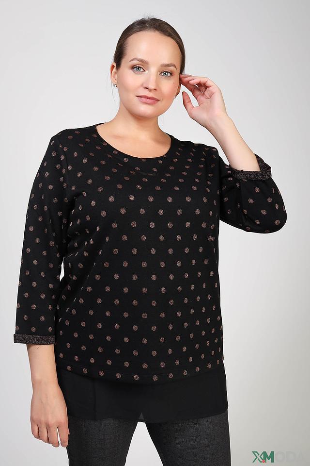 Блуза Via Appia с горошком чёрная