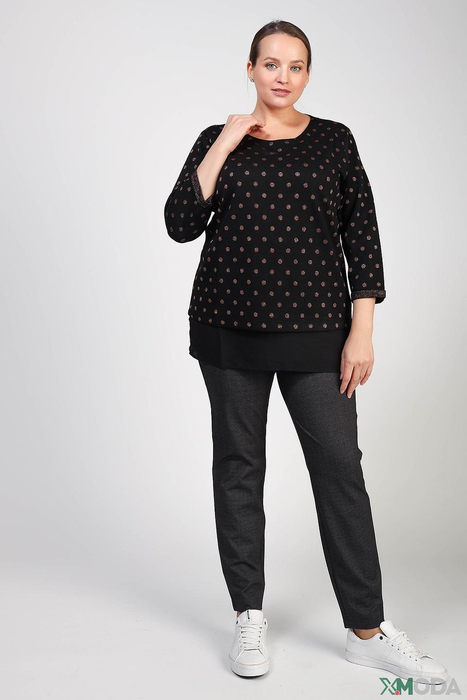 Блуза Via Appia с горошком чёрная