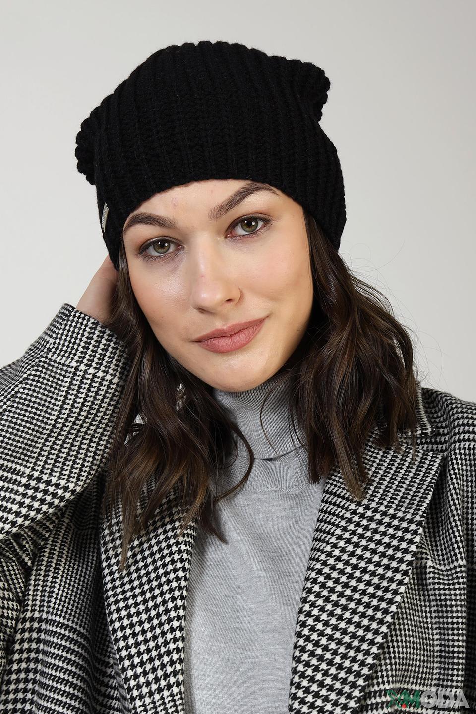 Шапка Seeberger чёрная вязаная