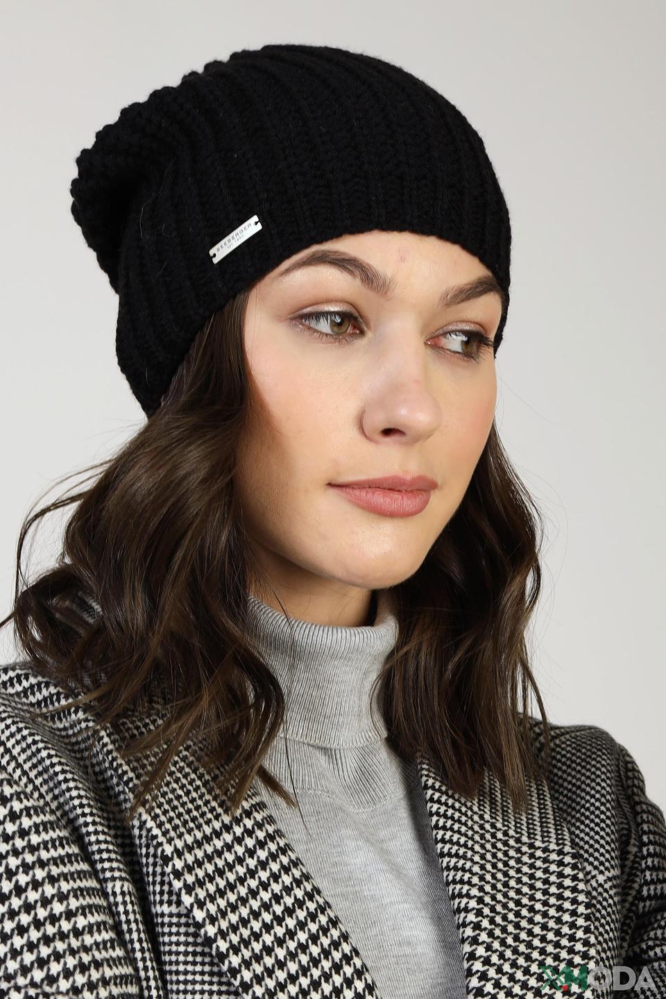Шапка Seeberger чёрная вязаная