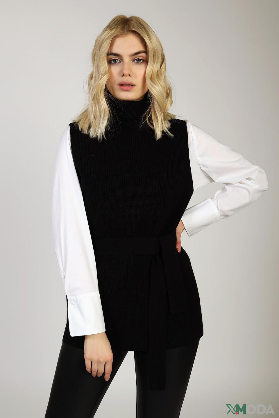 Жилет Oui чёрный с поясом