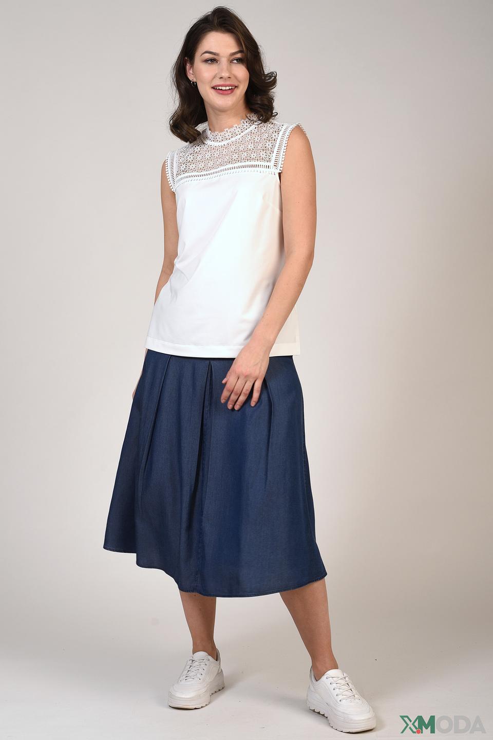 Блуза Just Valeri с кружевом белая