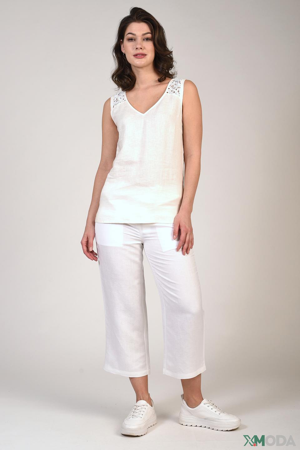 Топ Just Valeri с кружевом молочный