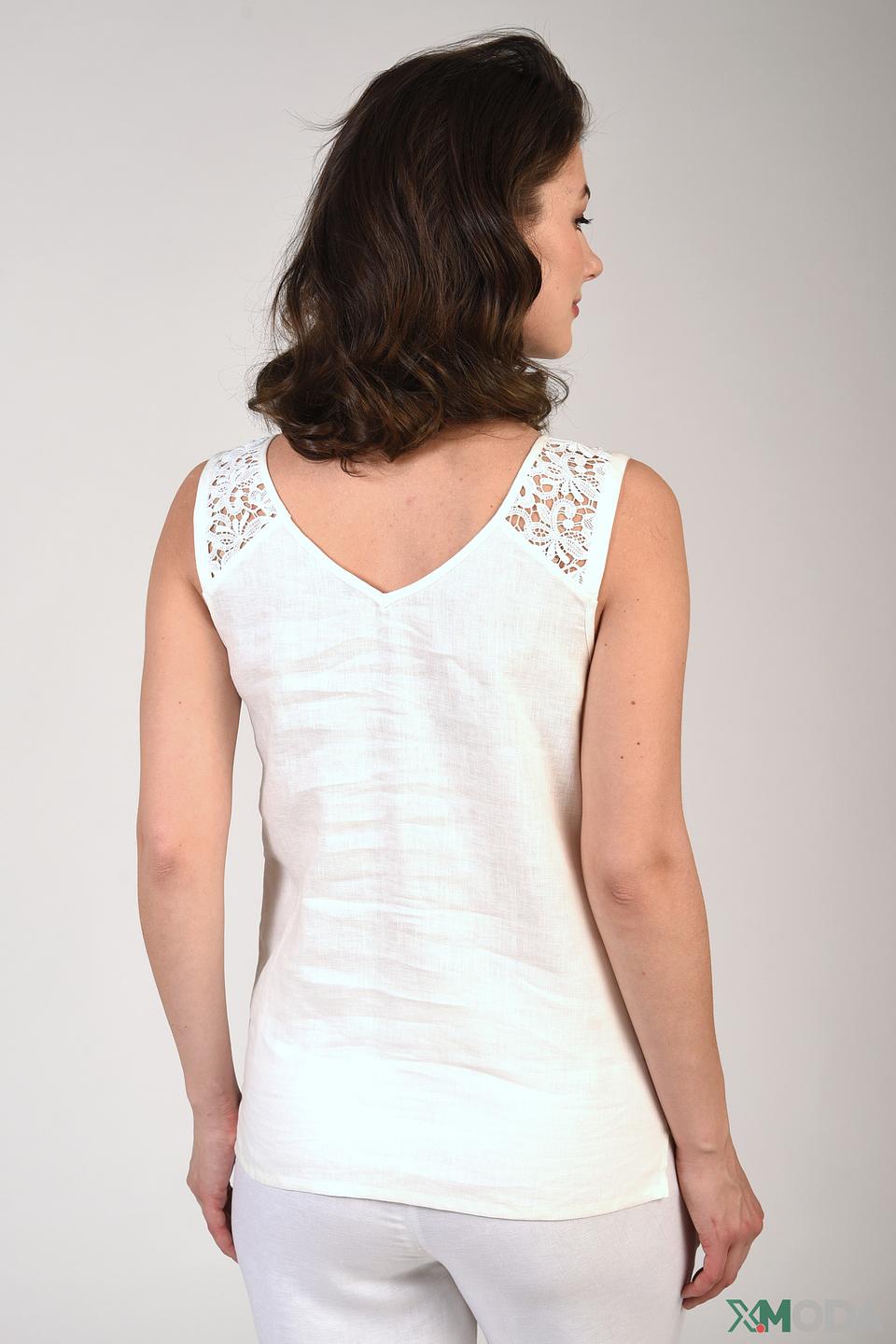 Топ Just Valeri с кружевом молочный