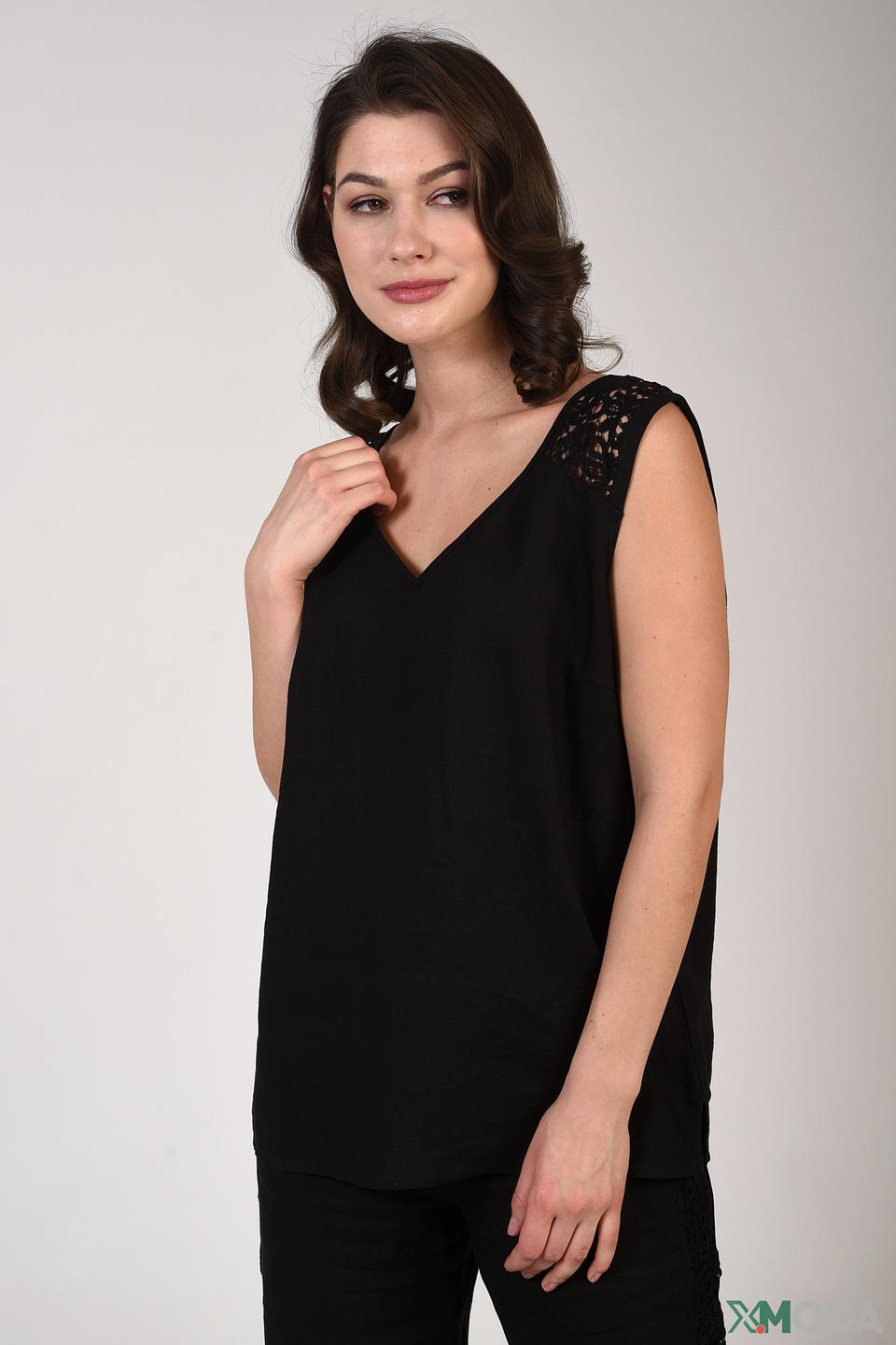 Топ Just Valeri с кружевом чёрный