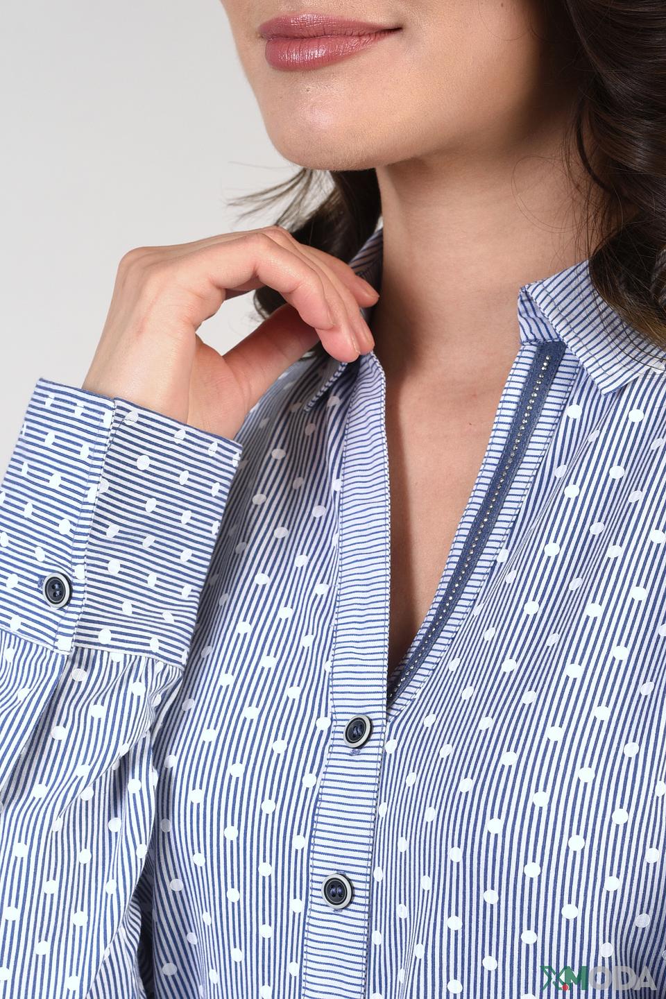 Рубашка Pezzo в полоску и горошек голубой