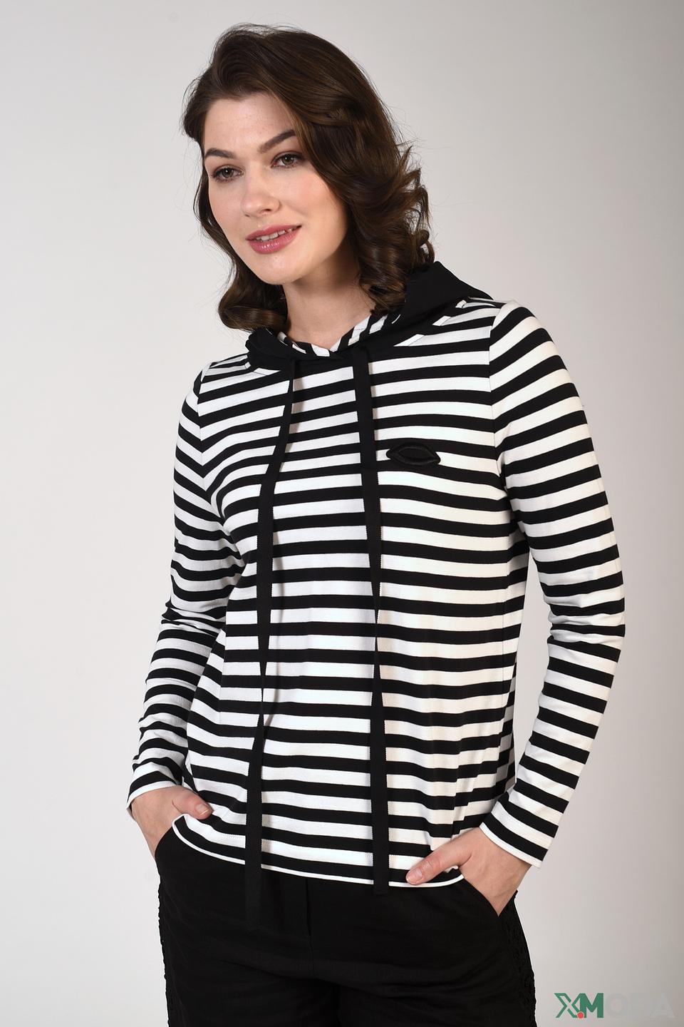 Пуловер Pezzo в полоску с капюшоном