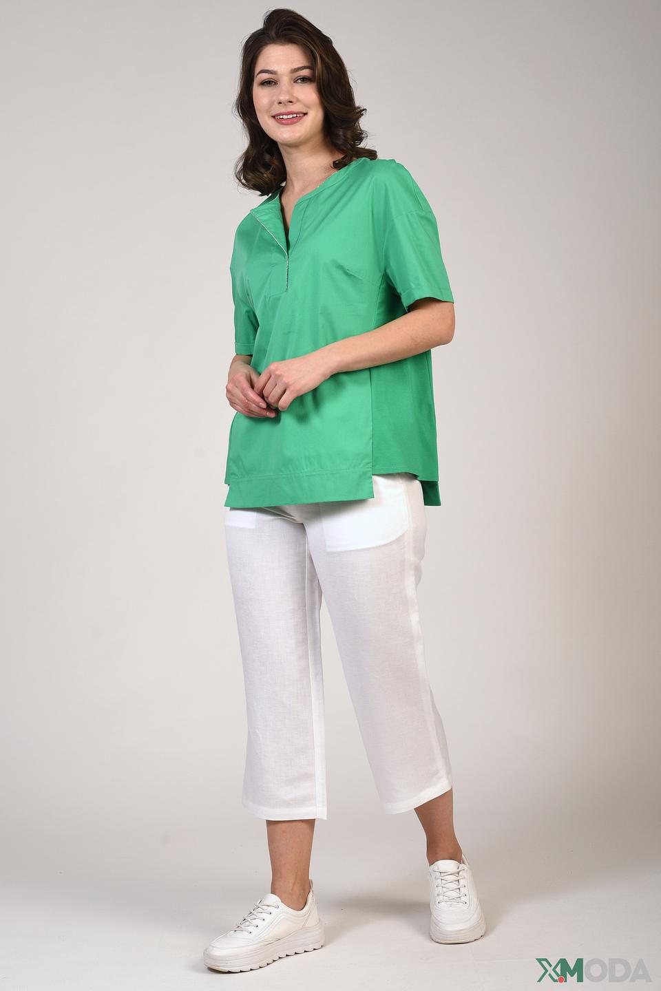 Блуза Just Valeri зелёная с карманом