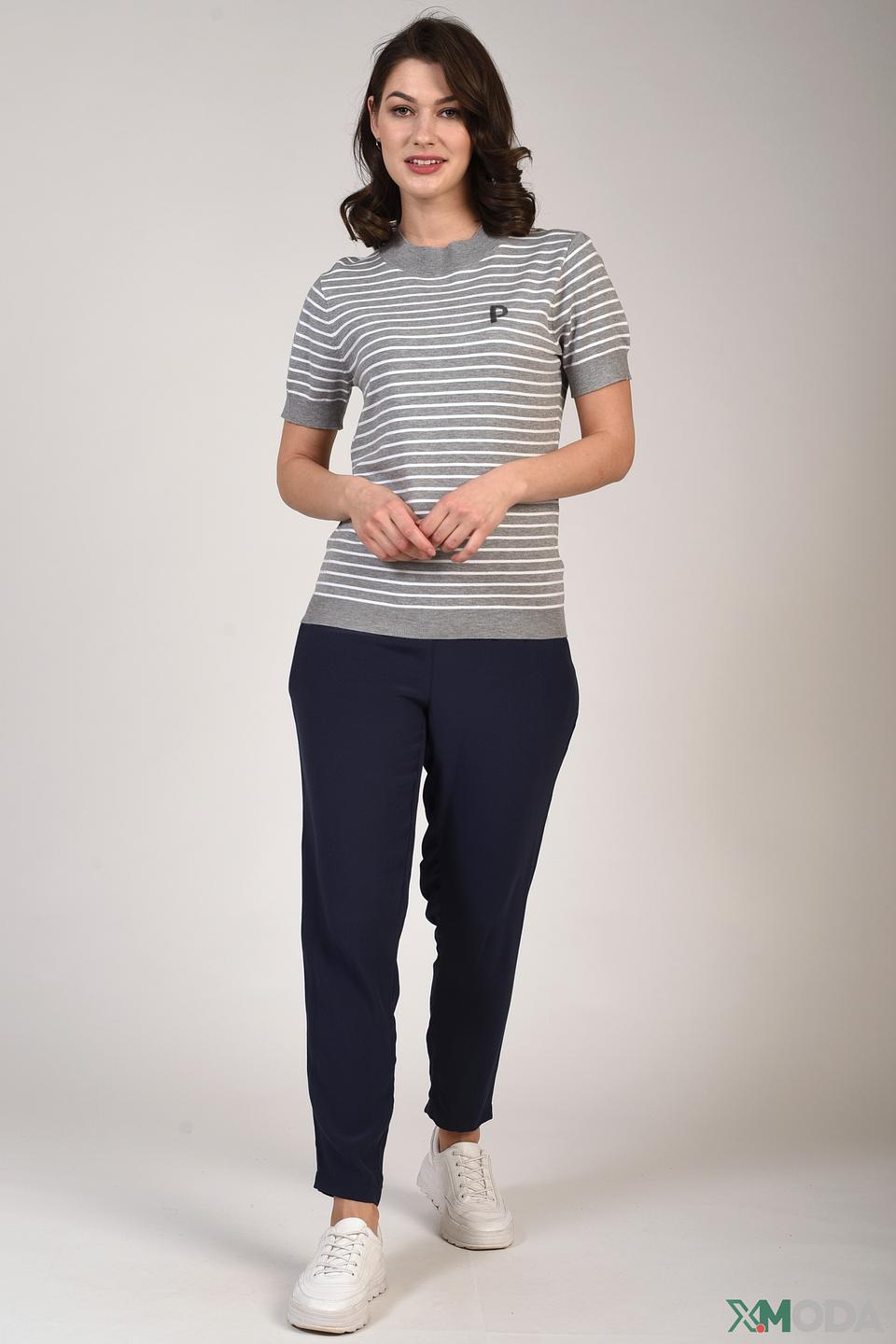 Пуловер Pezzo в полоску серый