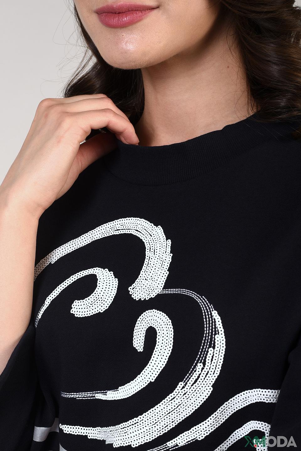 Пуловер Just Valeri с волнами чёрный