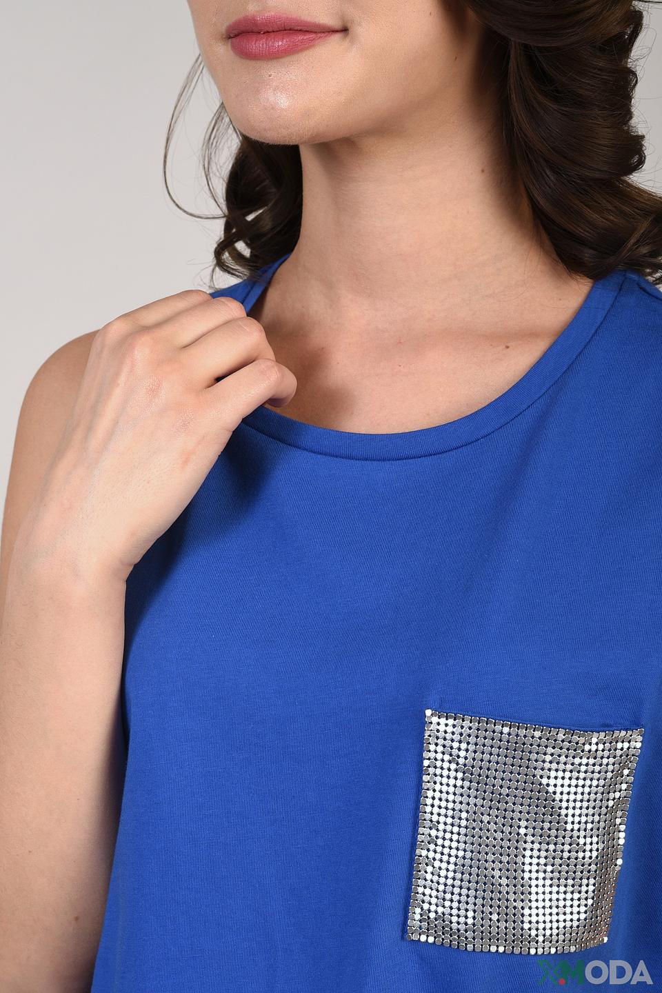 Майка-топ Pezzo с пайетками синяя