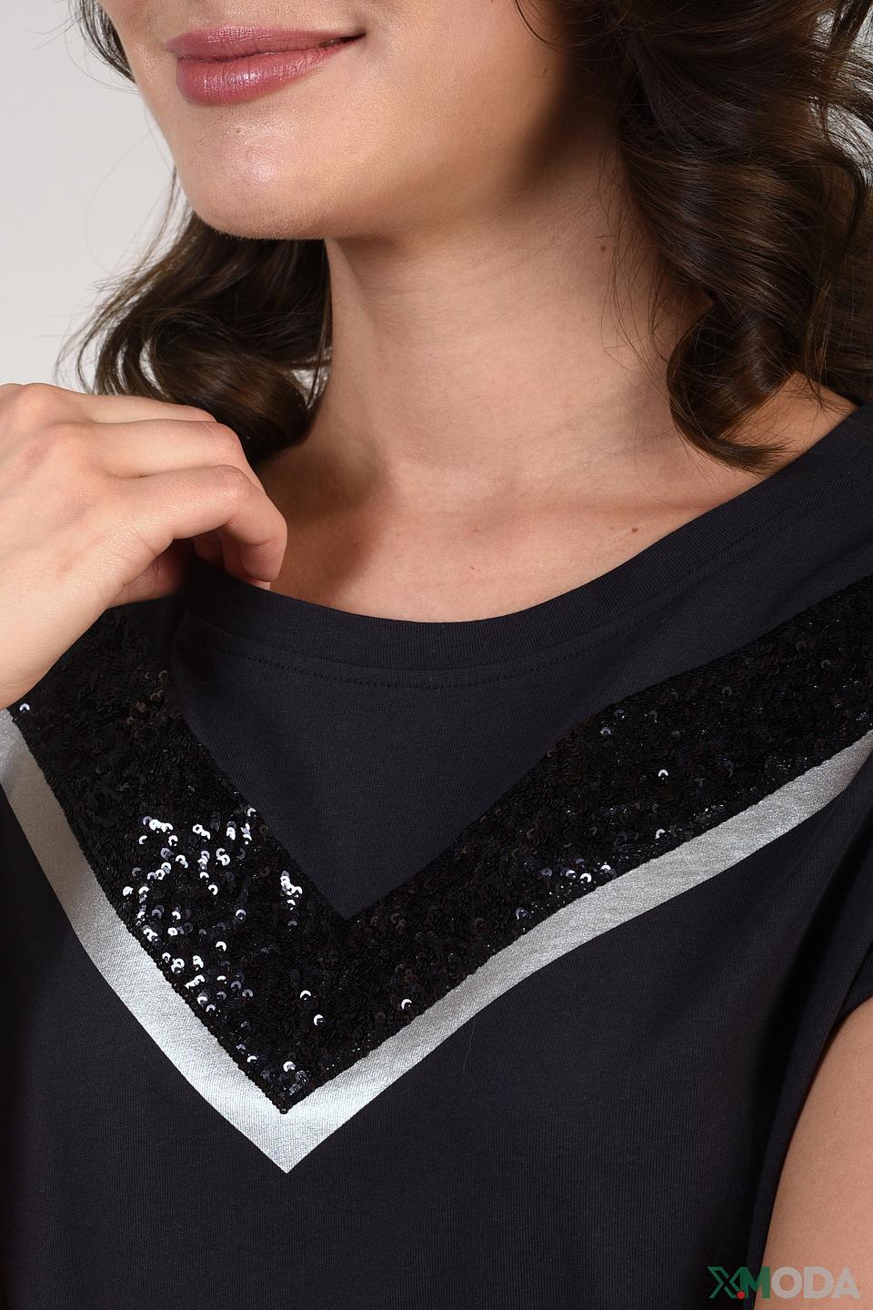 Футболка Pezzo с пайетками чёрная