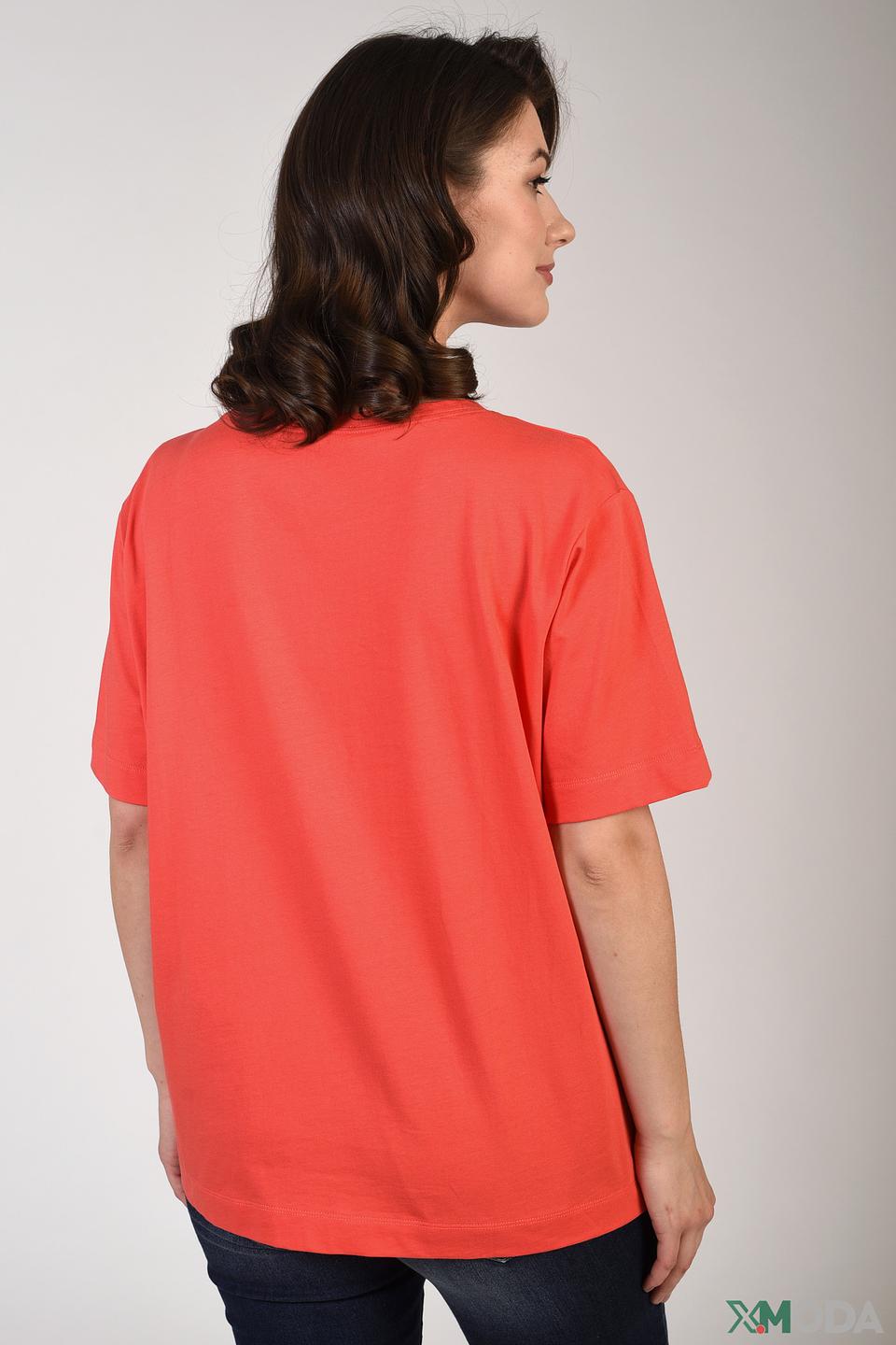 Футболка Pezzo с вышивкой коралловая